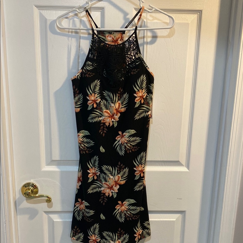 SO high neck crochet dress small tropical